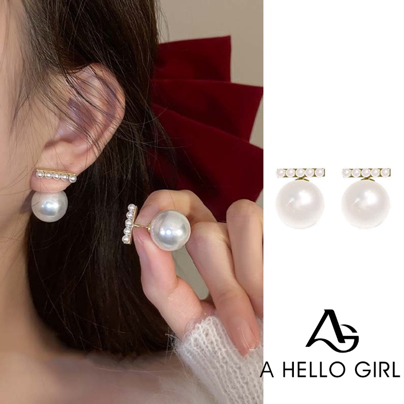 Ahellogirl Anting Mutiara Mewah Ringan Korea Selatan Wanita Ins Niche Desain High-end Selebriti Internet Retro All-match Anting