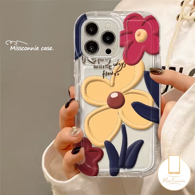 Ins Korea Spring Oil Painting Flowers Case Untuk Realme C53 C55 C35 C30 C15 C25s C33 C25Y C21Y 5s 7i 9i 5 6i 5i C12 C17 C11 2020 C30S C25 C2 C1 C3 C11 C20 Flower Airbag Soft Cover