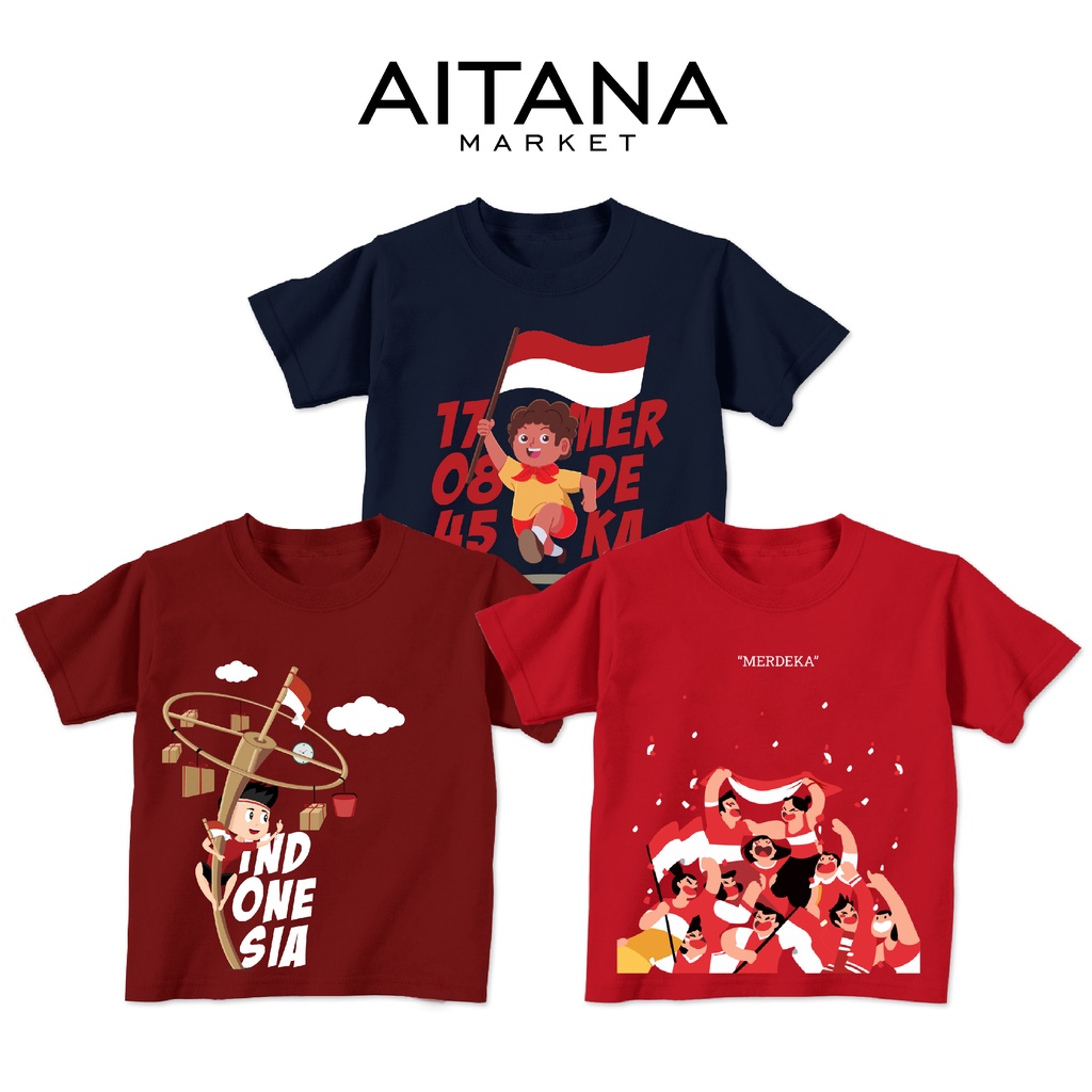 Kaos Bayi Sampai Dewasa Kemerdekaan Seri Kids Celebrate Bahan Katun Combed 30s