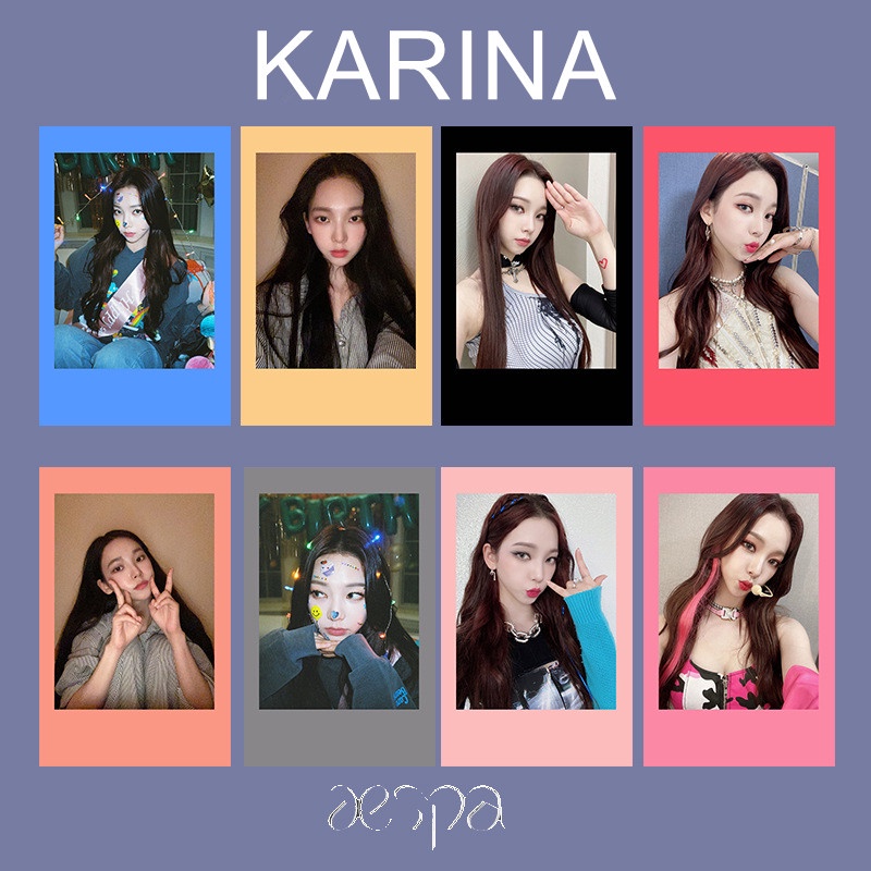 8pcs/set AESPA Colorful Photocards NINGNING KARINA WINTER GISELLE Kartu Lomo Kpop Postcards