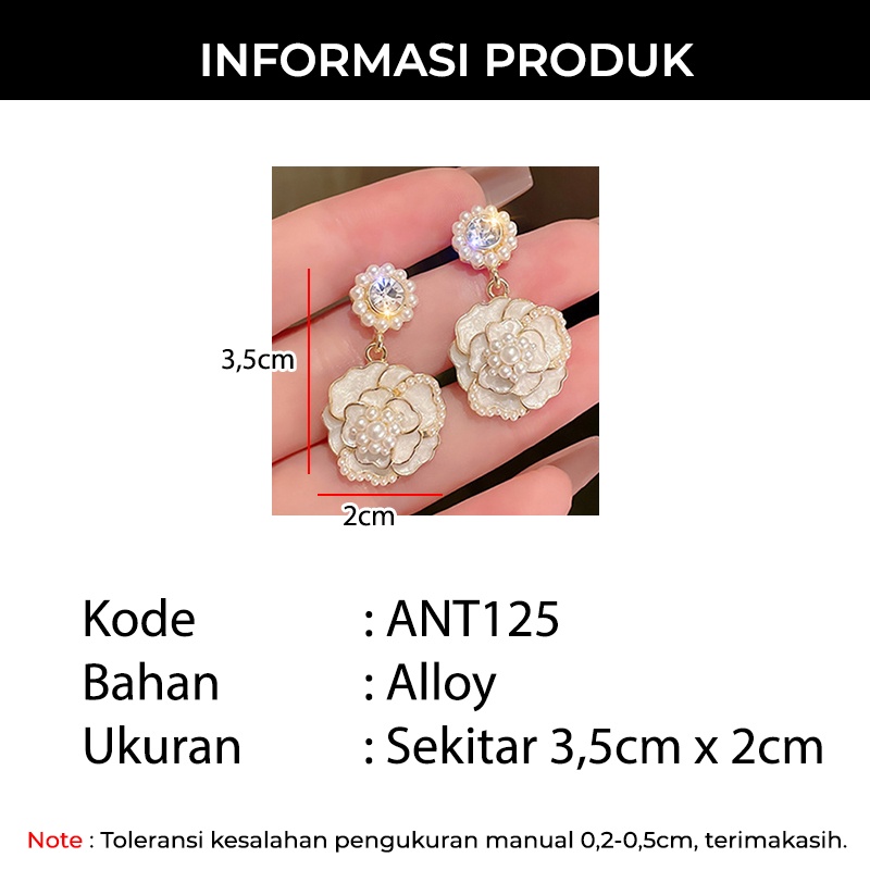 Anting Wanita Korea Dewasa Model Bunga Mawar Mutiara Kecil Aksesoris Perhiasan Giwang Gaya Kekinian ANT125