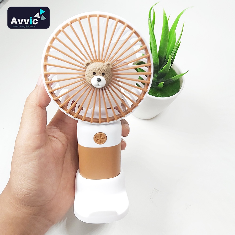 AVVIC DD5645 Kipas Angin Genggam Portable Mini Handheld Desktop Fan USB Rechargeable with Holder