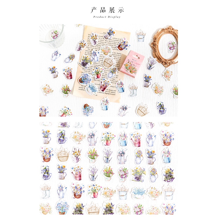 46pcs /set Vintage Lukisan Minyak Tanaman Bunga Handbook Stiker Hias Album Foto Diary Book Bahan Stickers