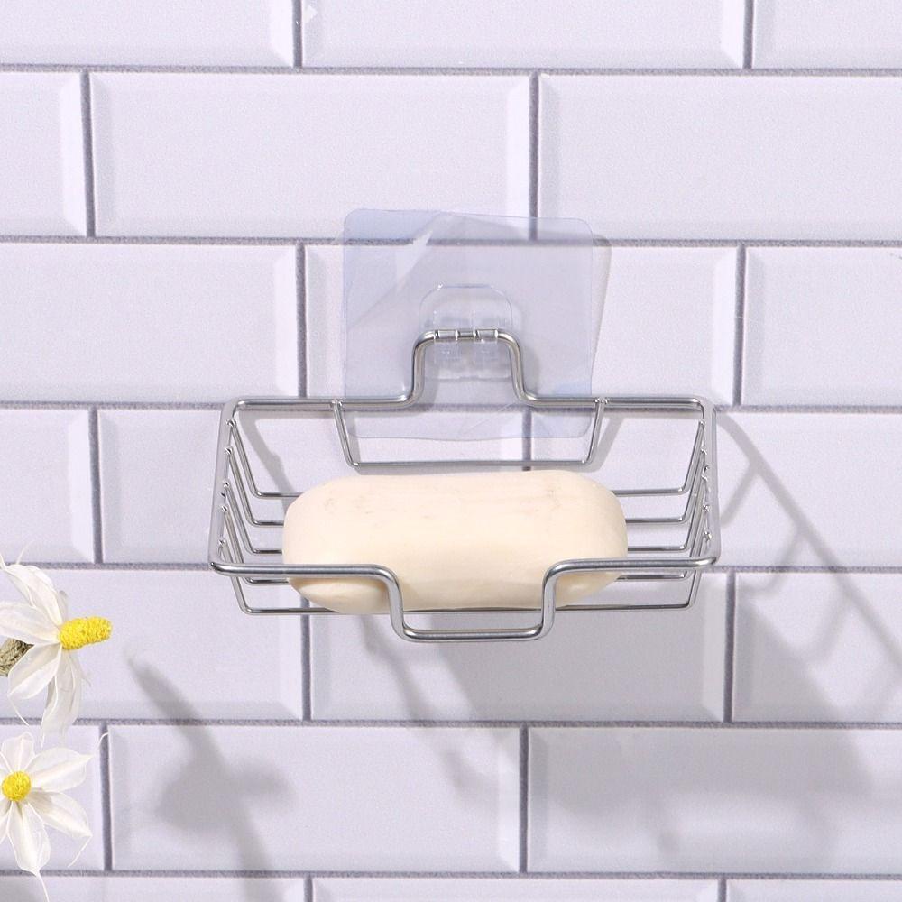 Populer Tempat Sabun Cuci Piring Aksesoris Kamar Mandi Dapat Ditempel304Karat Stainless Steel Rak Piring Sabun Tempel Dinding Kotak Drain Stainless Steel Soap Tray