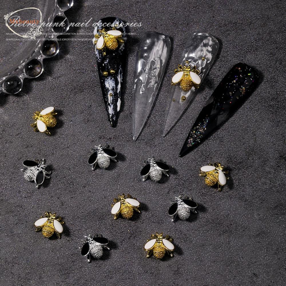 Mxbeauty Punk Dekorasi Kuku Fashion Punk Lebah Serangga Logam Hiasan Kuku 3D Nail Jewelry