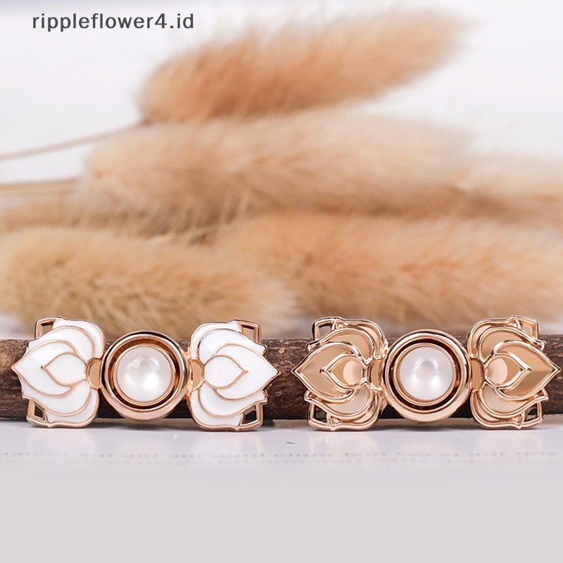 {rippleflower4.id} 1pasang Kancing Logam Sweater Cardigan Klip Hanfu Ibu Kancing Lotu Vintage Button~