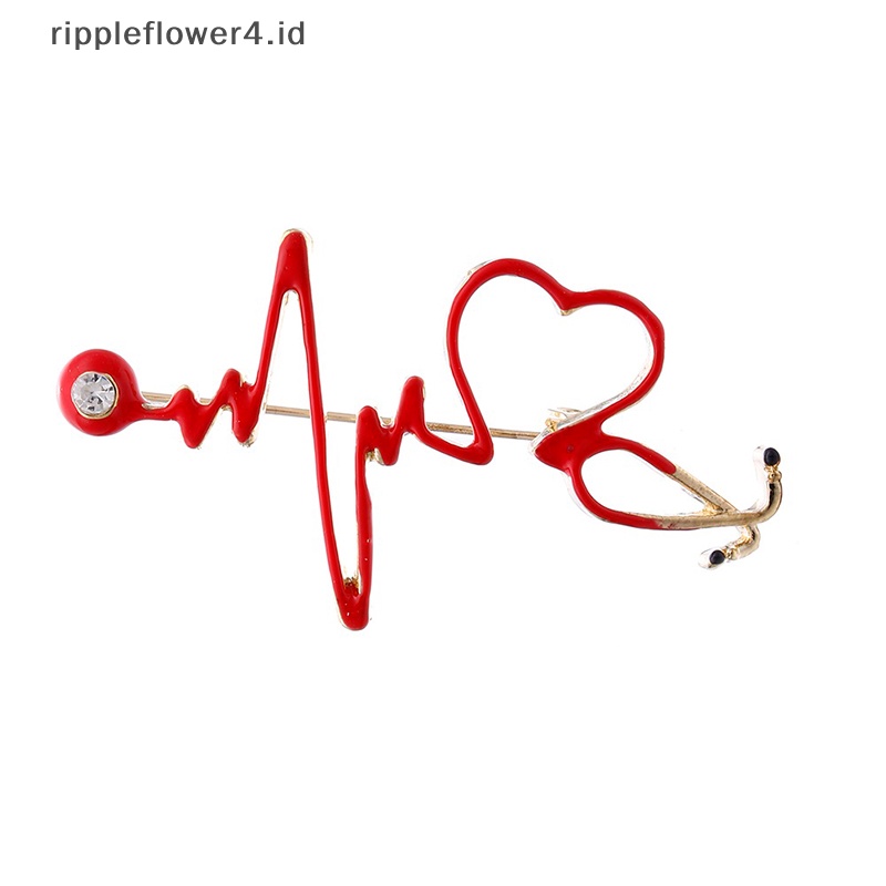 {rippleflower4.id} Enamel Cinta Hati Detak Jantung Bentuk Bros Kerah Lencana Pin Aksesoris Perhiasan~