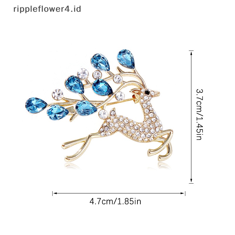 {rippleflower4.id} Reindeer Brooch Pin Untuk Wanita Berlian Imitasi Mengkilap Hewan Bros Pin Sika Lucu Rusa Bros Kerajinan Hadiah~