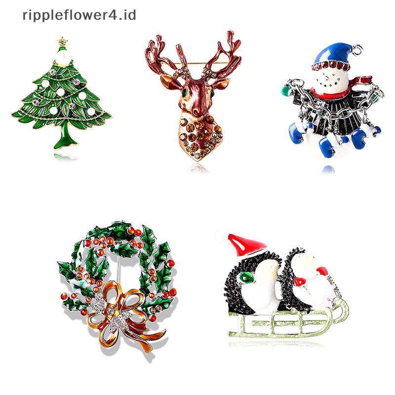 {rippleflower4.id} Bros Rusa Pohon Natal Vintage Untuk Wanita Pria Bunga Enamel Bros Tahun Baru Tanaman Pohon Pesta Kantor Bros Pin Hadiah~