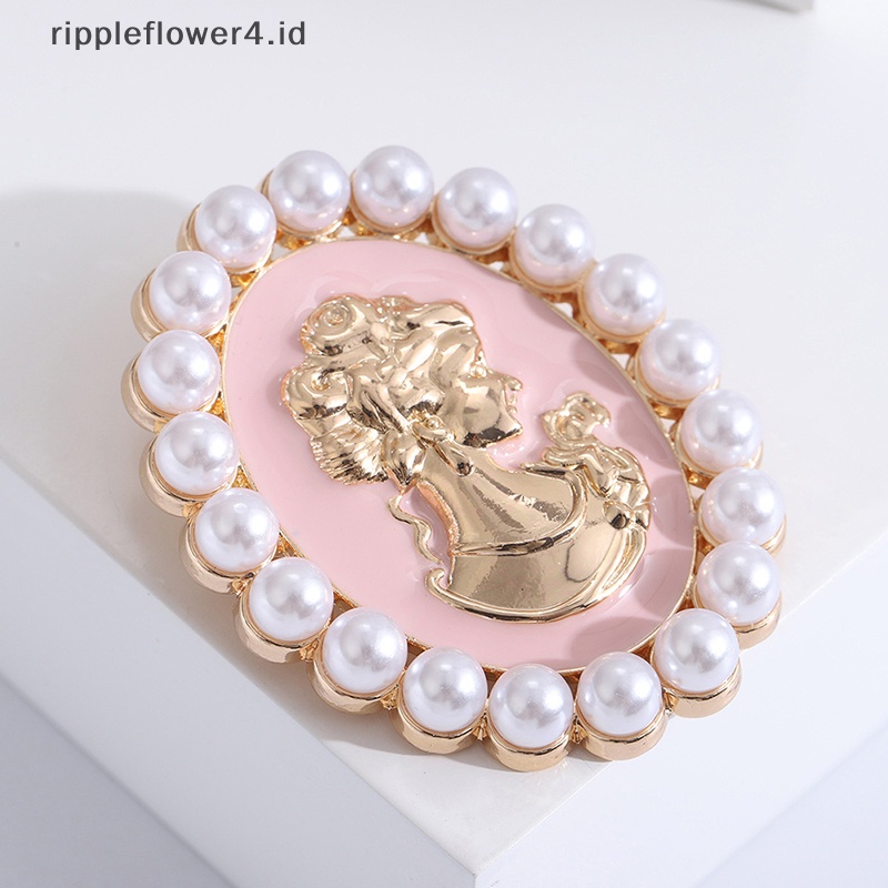 {rippleflower4.id} Bros Mutiara Untuk Wanita Drop Oil Queen Brooch Lapel Pin Bentuk Oval Bros Mutiara Fashion Perhiasan Hadiah~