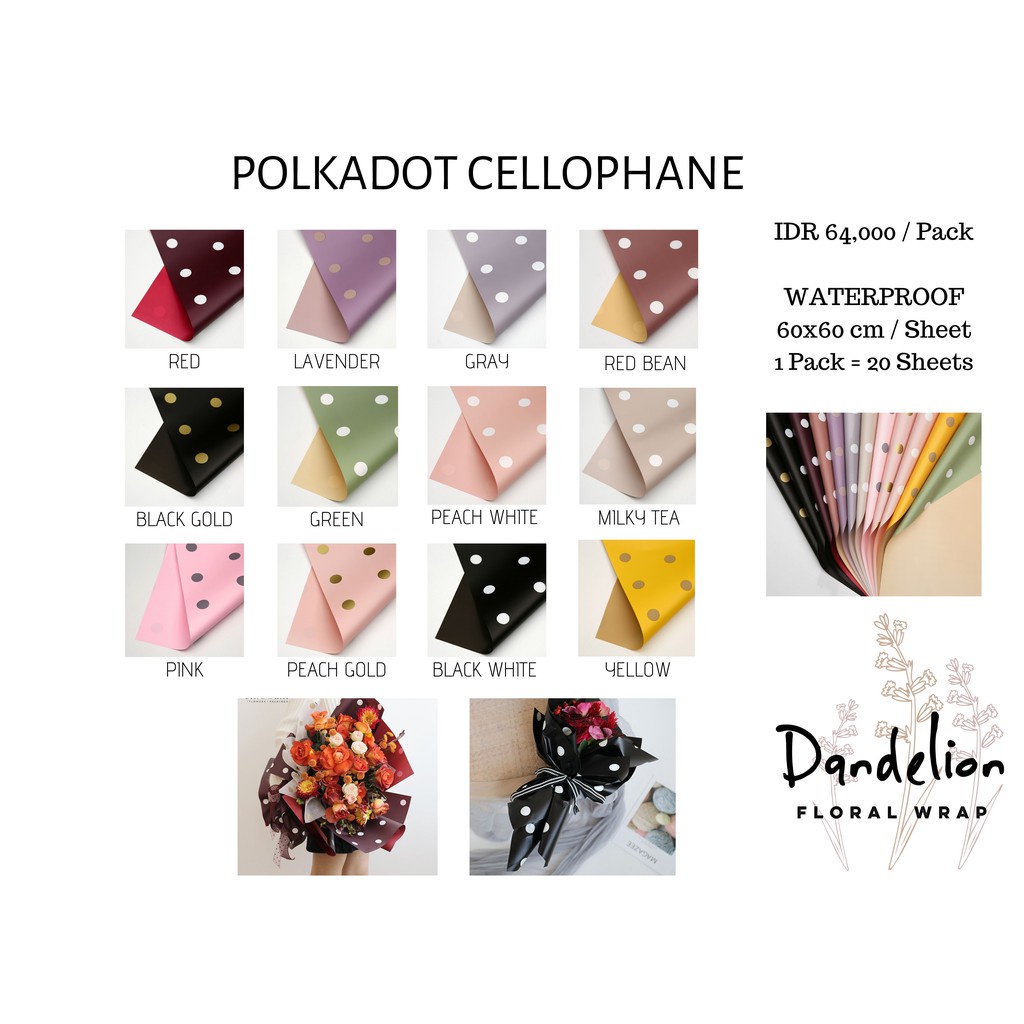 

Azizah Buket FLOWER WRAPPING POLKADOT CELLOPHANE KERTAS BUKET PEMBUNGKUS BUNGA WATERPROOF