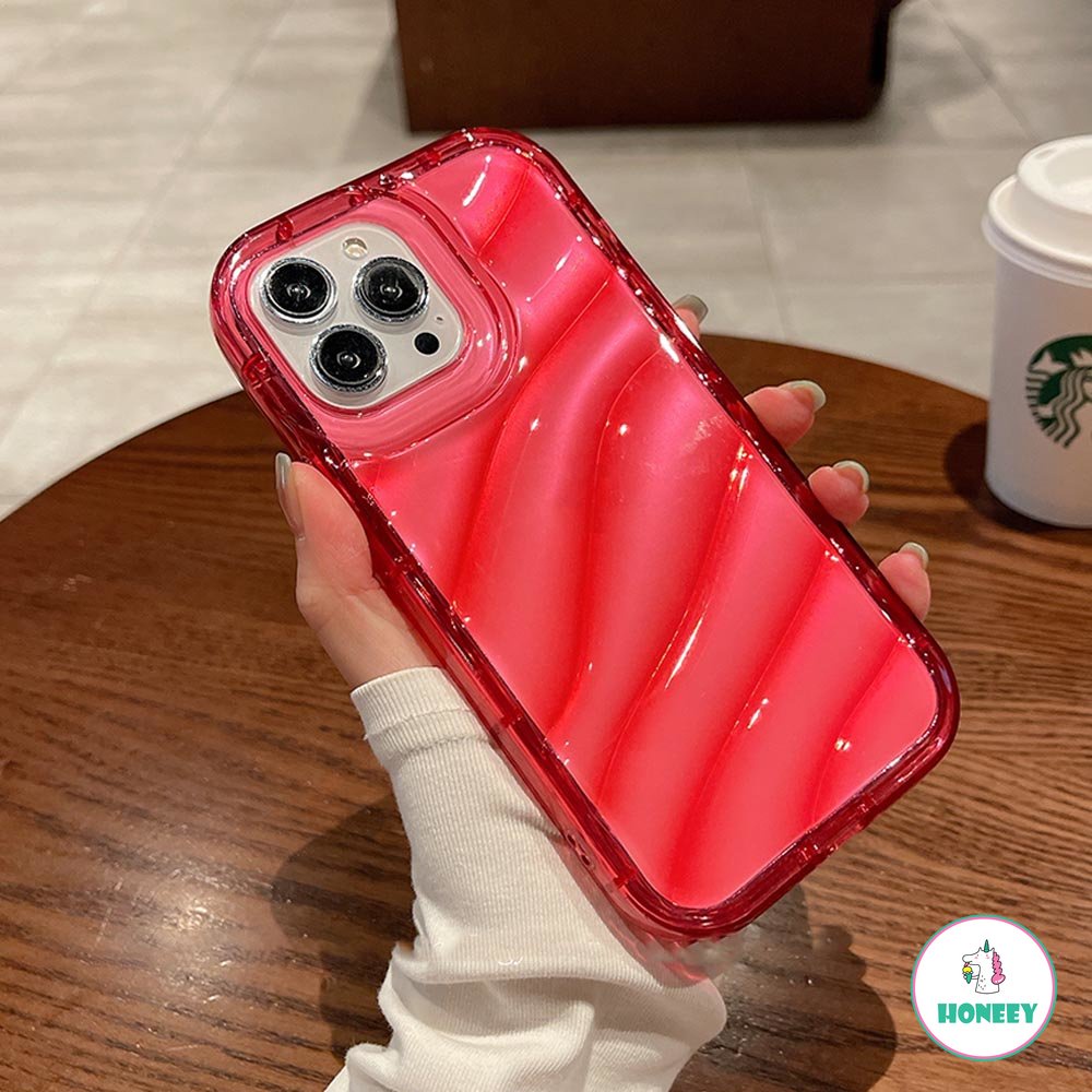 IPHONE Casing Tekstur Gelombang Fashion Untuk Iphone11 12 13 14 Pro Max XR X XS Max Transparan Shockproof Lembut TPU Penutup Belakang