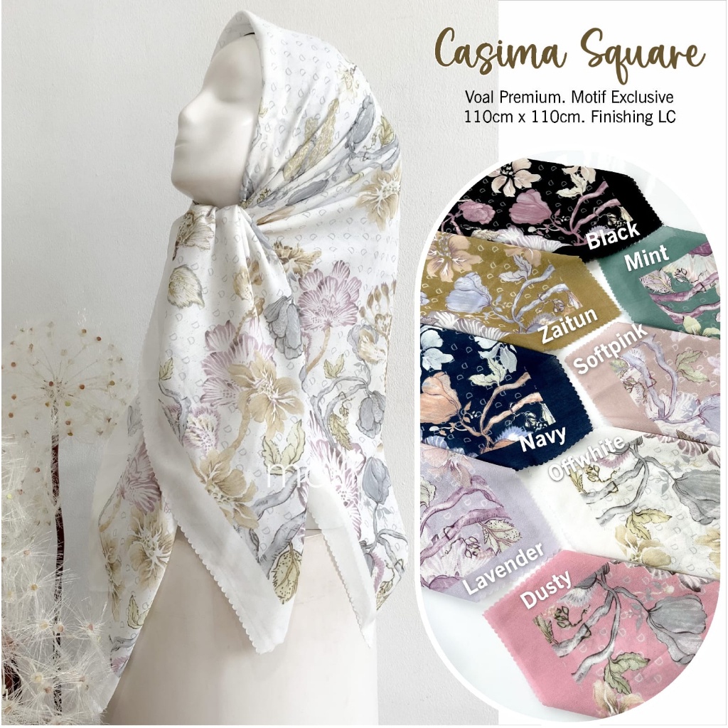 CASIMA SQUARE ORI MOLLI | Jilbab Motif segi 4 110x110 Voal Premium