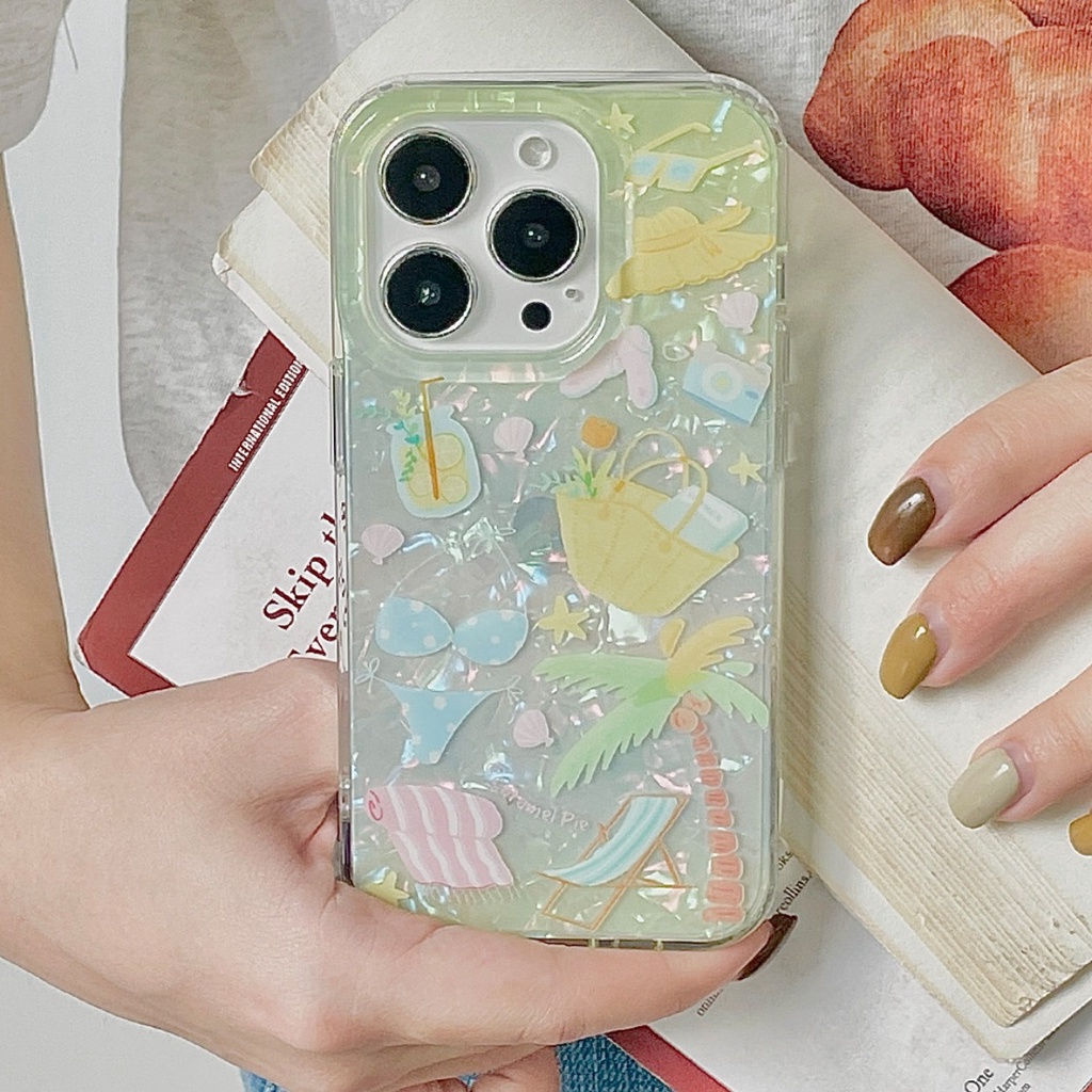 Ins Gaya Musim Panas Cocok Untuk iPhone 14 Pro Max Casing Ponsel iPhone Double-layer Pola Dicetak Kompatibel Dengan Iphone13 13pro 13prm iPhone 11 11pro 14plus 12Pro Max Shockproof TPU Phone Case