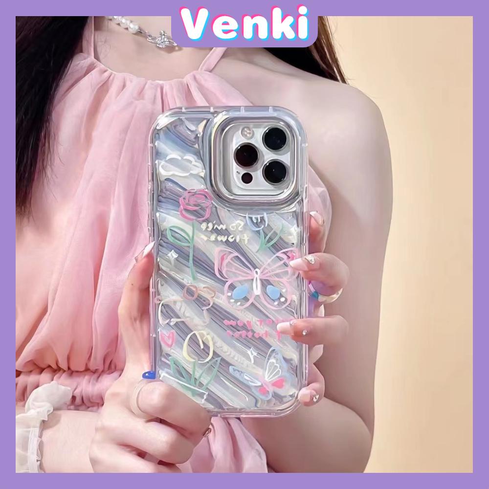 VENKI - Untuk iPhone 11 iPhone Case Laser Reflektif Bening Phone Case TPU Lembut Shockproof Airbag Phone Case Kupu-kupu Sederhana Kompatibel dengan iPhone 14 13 Pro Max 12 Pro Max XR XR 7 8