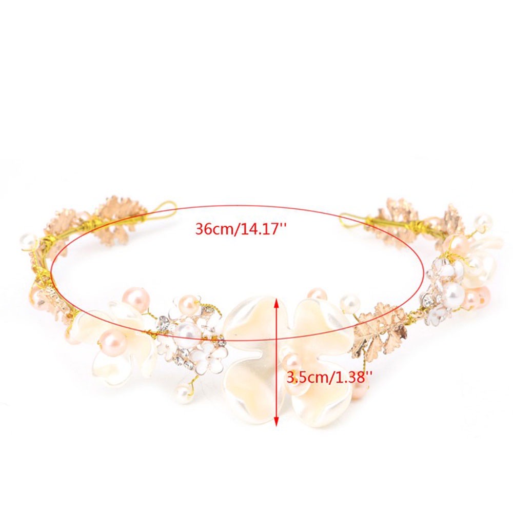 Handmade Bando Bunga Pernikahan Mutiara Imitasi Garland Aksesoris Rambut Pengantin Gold Wreath Crown Tiara Headband