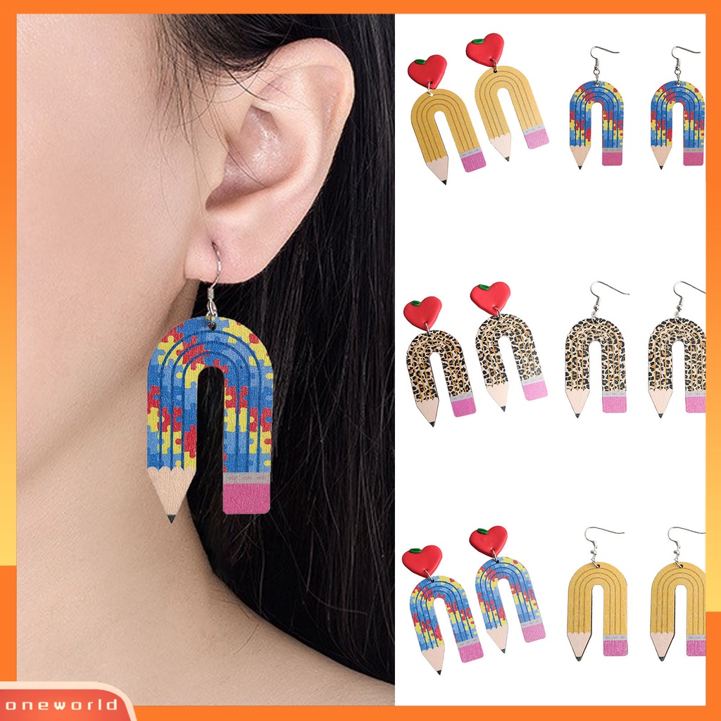 [WOD] 1pasang Anting Fashion Bentuk Pensil Menawan Kreatif Dekorasi Leopard Wanita Fashion Earrings Untuk Outdoor