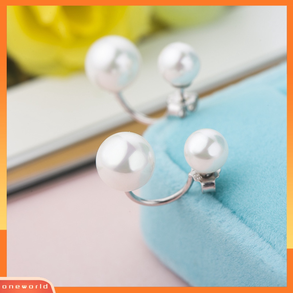 [WOD] 1pasang Ear Studs Dual Purpose Elegan Temperamen All-match Tepi Halus Hias Bentuk C Fashion Mutiara Imitasi Stud Earrings Wanita Perhiasan Untuk Pacaran