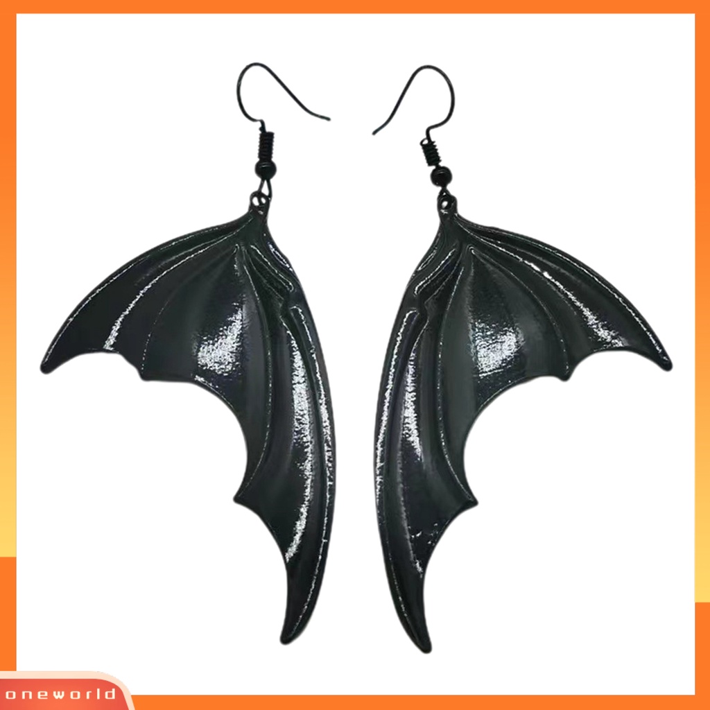 [WOD] 1pasang Anting Halloween Vintage Gothic Geometris Electroplating All-match Dekorasi Hadiah Wanita Bat Wing Drop Pendant Earrings Perhiasan Pesta Nikmat