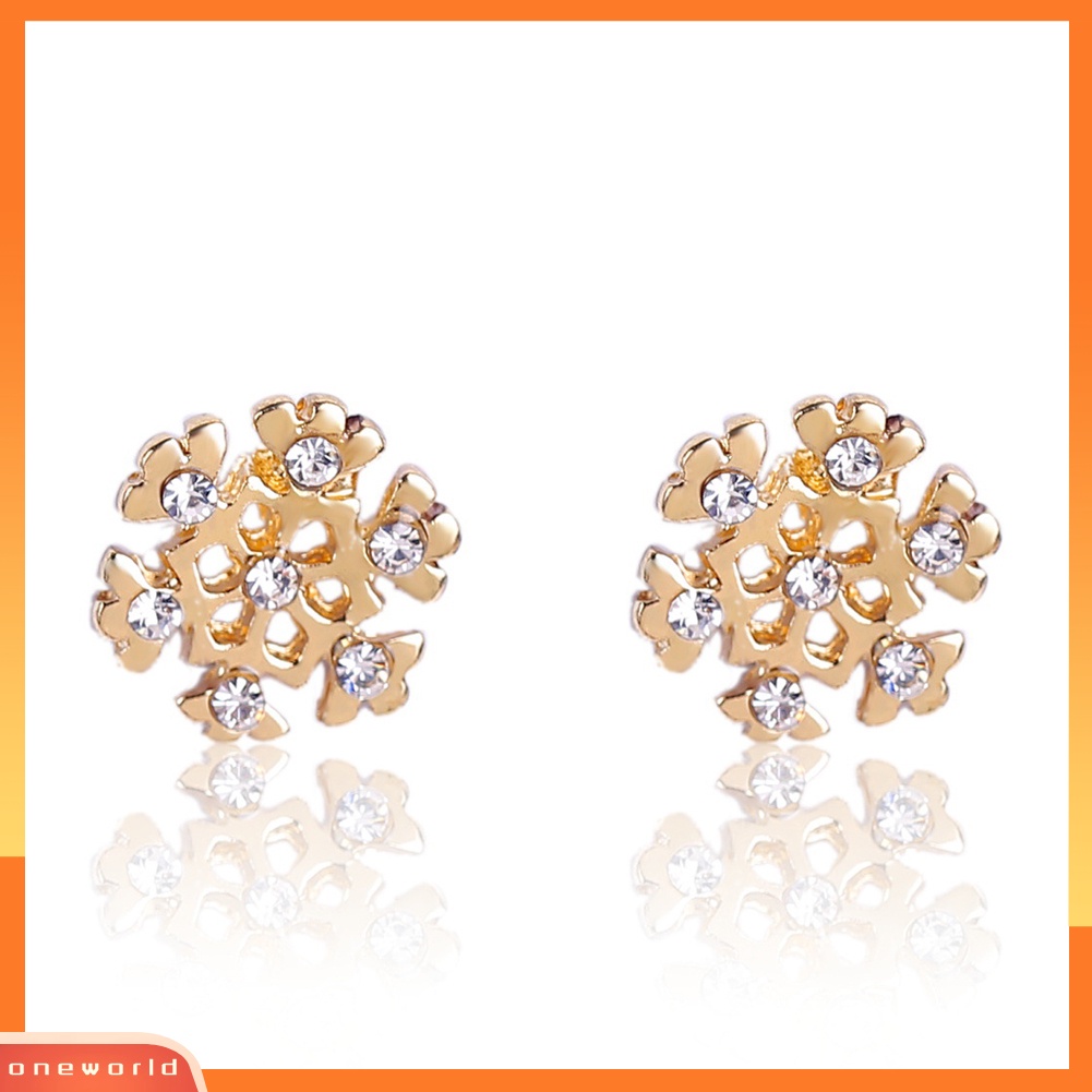 [WOD] Wanita Natal Snowflake Santa Claus Berlian Imitasi Bertatahkan Stud Anting Hadiah Xmas