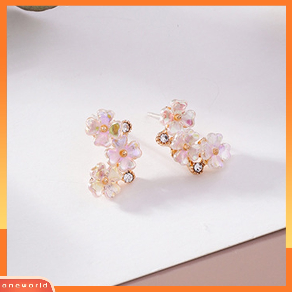 [WOD] Bunga Elegan Berlian Imitasi Hias Mutiara Imitasi Pesona Stud Anting Wanita Perhiasan