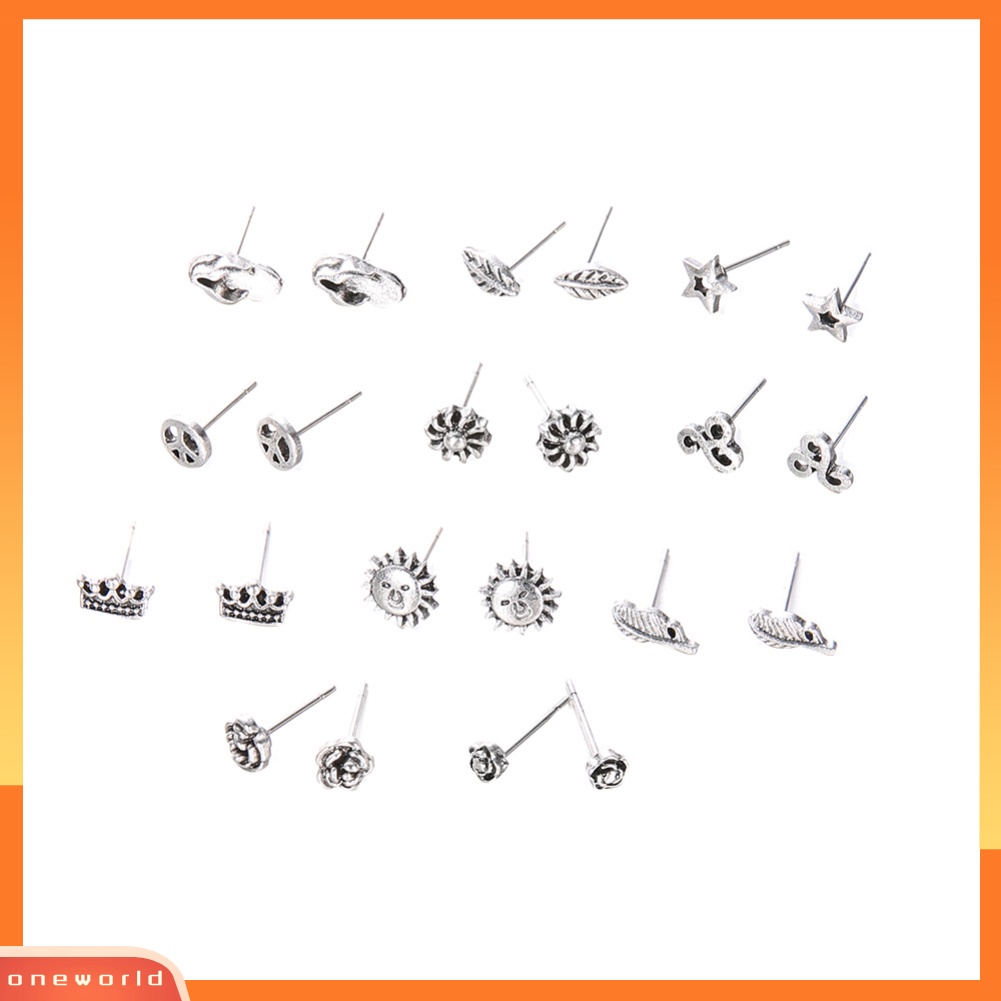 [WOD] 11pasang /Set Bohemia Bunga Daun Kecil Telinga Giwang Wanita Anting Dekorasi Pesta