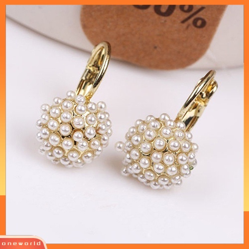 [WOD] Elegan Lady Girl Mutiara Imitasi Leverback Earrings Hadiah Perhiasan Pengantin Pernikahan