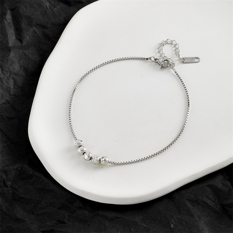 Gelang kaki lima bola silver  titanium stainless steel 316L harga grosir bisa cod bayar di tempat