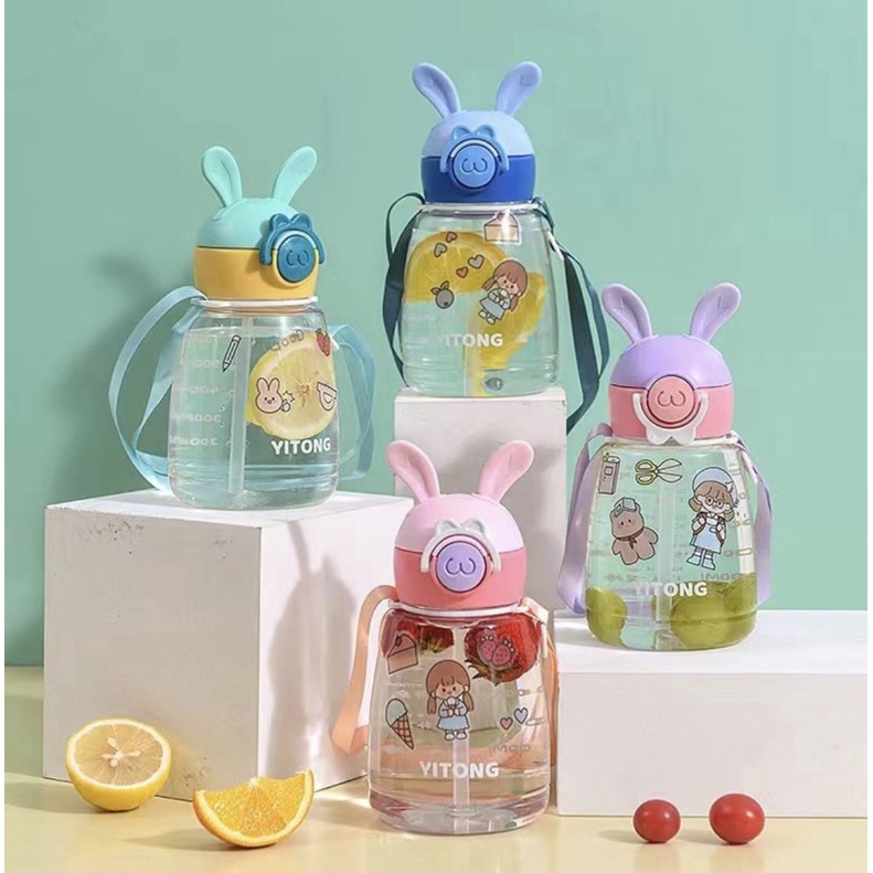 (FREE BUBBLE) BOTOL MINUM ANAK SEDOTAN/ BOTOL ANAK PAUD TK/ BOTOL TALI KARAKTER ANAK