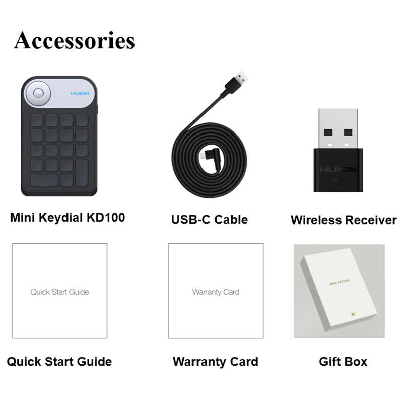 AKN88 - HUION KD100 Mini Wireless Keyboard Graphics Drawing Tablet 18 Keys