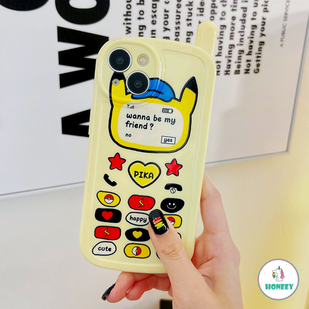 Fashion Kartun Pikachu Case Untuk iPhone 14 Pro 13 12 11 Pro Max XR XS 7 8Plus Kreatif Bintang Cinta Hati Tombol Lembut TPU Penutup Belakang