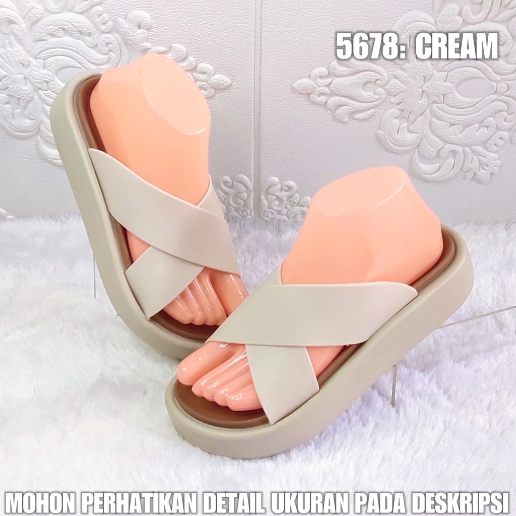 Sendal Selop Wedges 5678 Sendal Jelly Wanita Model Tali Silang SDLWW