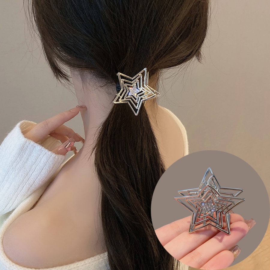 Korea Alloy Bintang Berlian Imitasi Rambut Klip Berongga Kristal Jepit Rambut Kecil Hair Claw Woman Aksesoris Rambut