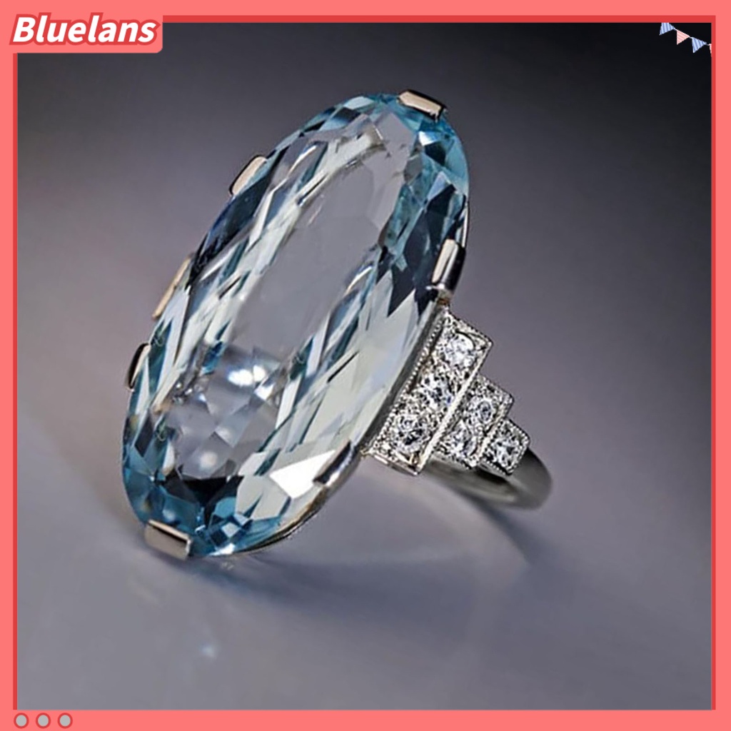 [BLS] Cincin Jari Transparan Panjang Umur Ringan Berbentuk Oval Halus Cincin Biru Untuk Tanggal