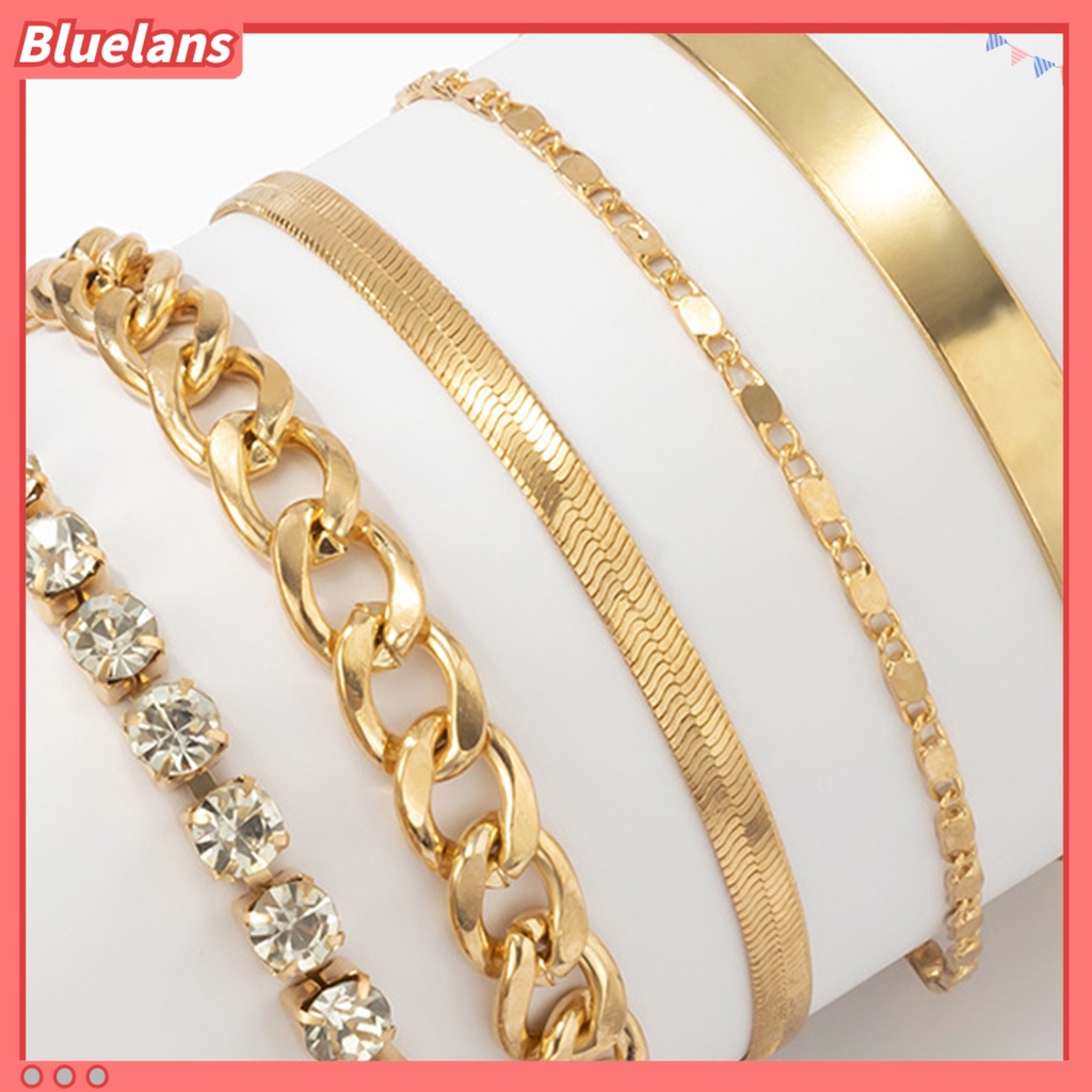 [BLS] 5pcs Gelang Adjustable Vintage Minimalis Geometris Elemen Gelang Set Hadiah Ulang Tahun