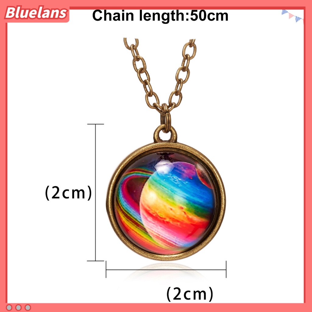 [BLS] Liontin Kalung Kepribadian Dua Sisi Glow in The Dark Vintage Colorful Galaxy Bola Kaca Kalung Perhiasan Aksesori
