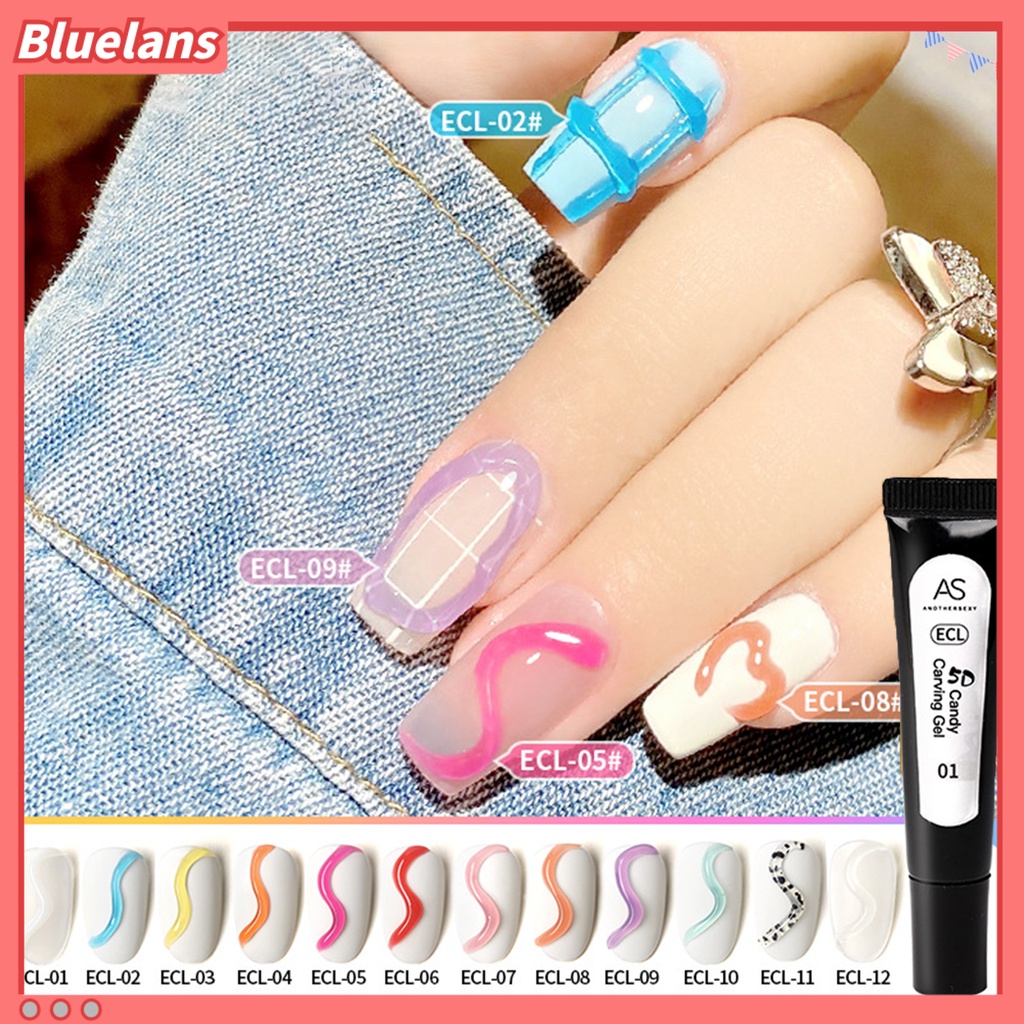 [BLM] 10g Nail Color Polish Wash-Free Finger Art Ukir Permen Warna Lukisan Gel 3D UV Art Polish Untuk Perempuan