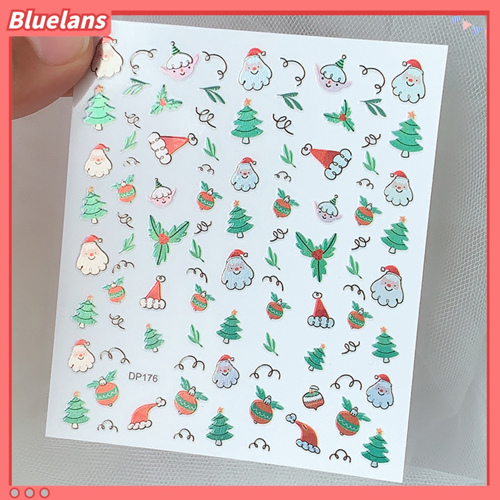 [BLM] Stiker Kuku Pola Indah Perekat Diri Yang Dapat Dilepas Daya Lengket Kuat Mudah Diterapkan Dekoratif Menarik Kartun Xmas Bertema Stiker Kuku Manicure Decal Nail Supplies