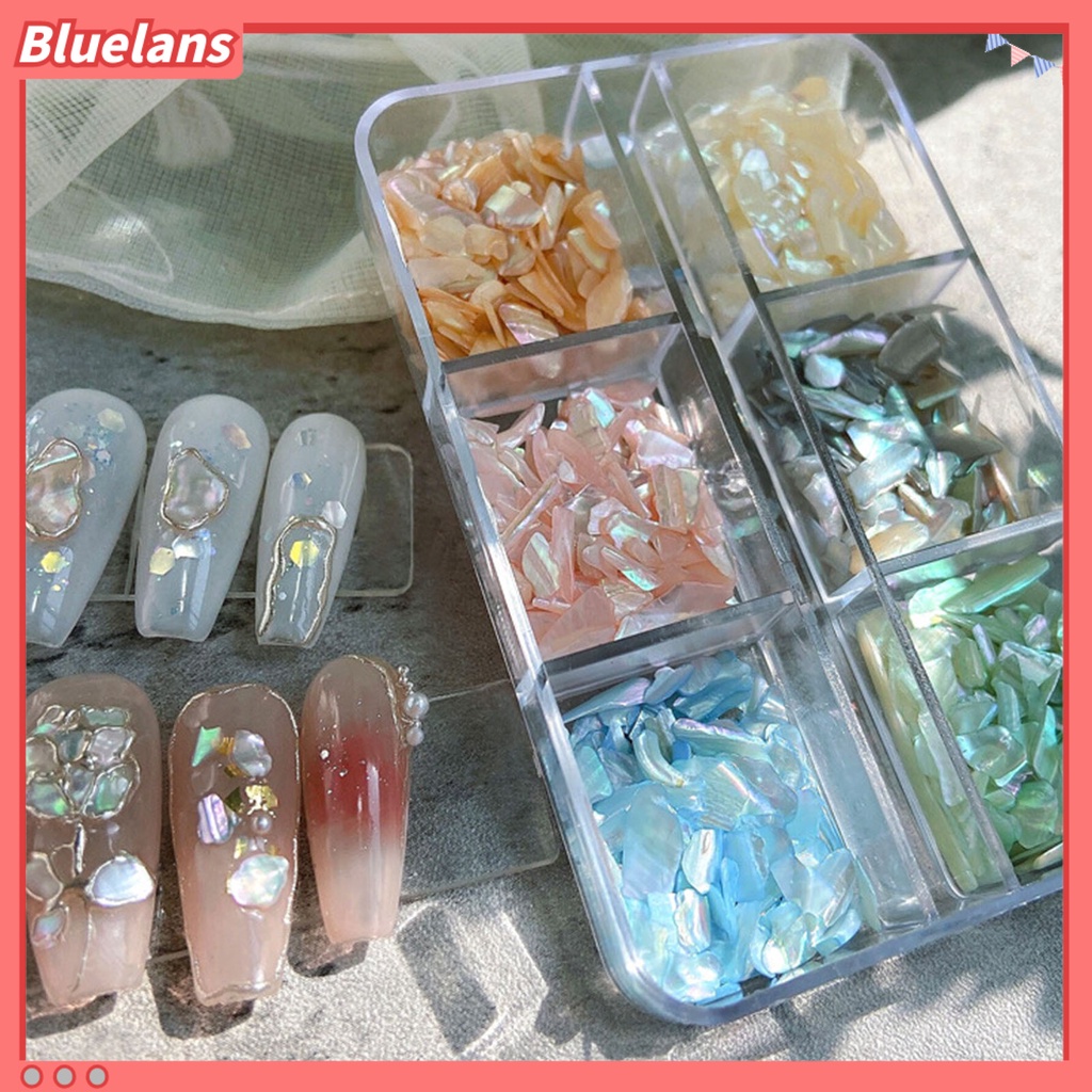 [BLM] 1kotak Hiasan Kuku Bentuk Tidak Teratur Efek Mengkilap Indah DIY Kerajinan Pesona Kuku Berlian Imitasi Multi-Ukuran Glitter Kuku 3D Dekorasi Salon Aksesoris