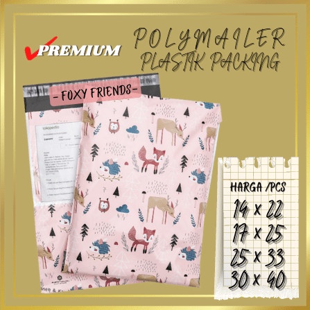 

[SC] AMPLOP BAG POLYMAILER MOTIF PLASTIK PACKING OLSHOP VARIAN FOXY FRIENDS - 14CM x 22CM, FOXY FRIENDS