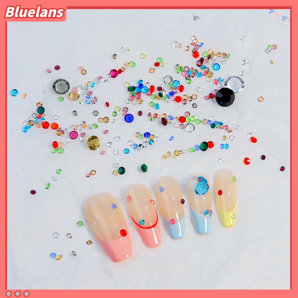 [BLM] 1tas Nail Art Berlian Imitasi Bersinar Glitter Berkilau DIY Mempesona Efek Visual Warna-Warni Dasar Runcing Pesona Kuku Dekorasi Salon Kuku Pasokan