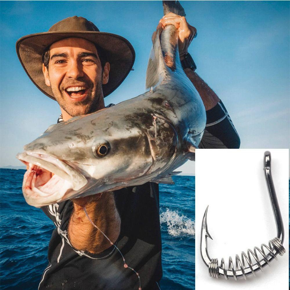 Lanfy Fishhooks 20PCS Air Tawar Karbon Tinggi Umpan Hidup Ujung Tajam Anti Karat Gepeng Body Fishhook