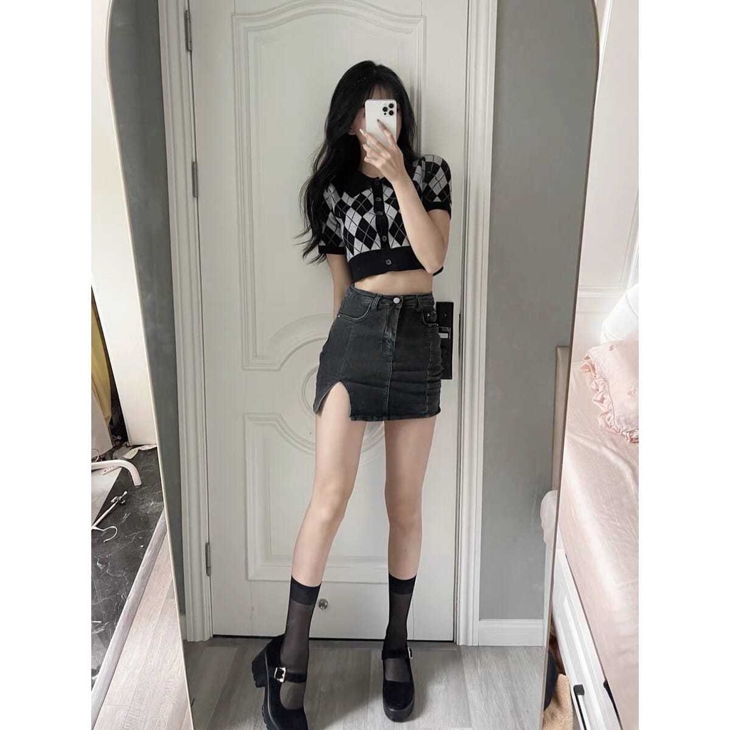 Korean Cardigan Rajut Wanita Kotak Kotak Polo Premium Atasan