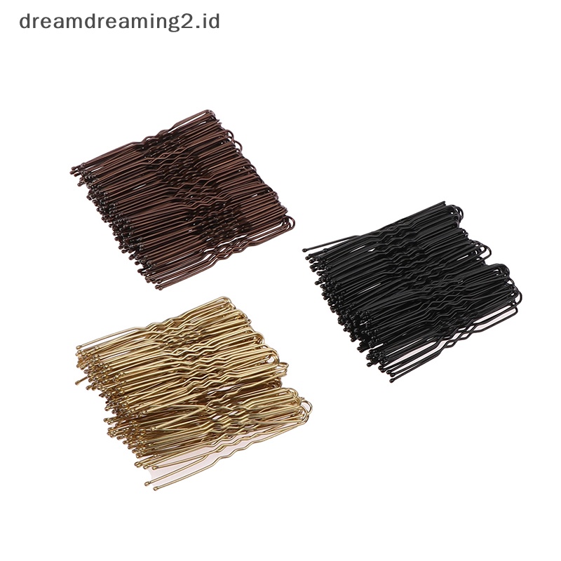 (drea) 50pcs /set Rambut Gelombang Berbentuk U Bobby Pin Barrette Salon Grip Clip Jepit Rambut //