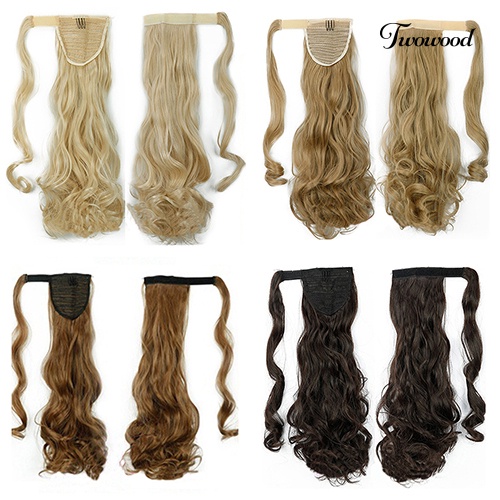 Twowood Kecantikan Wanita Panjang Bergelombang Ponytail Wig Klip in Pony Tail Hair Piece Extension