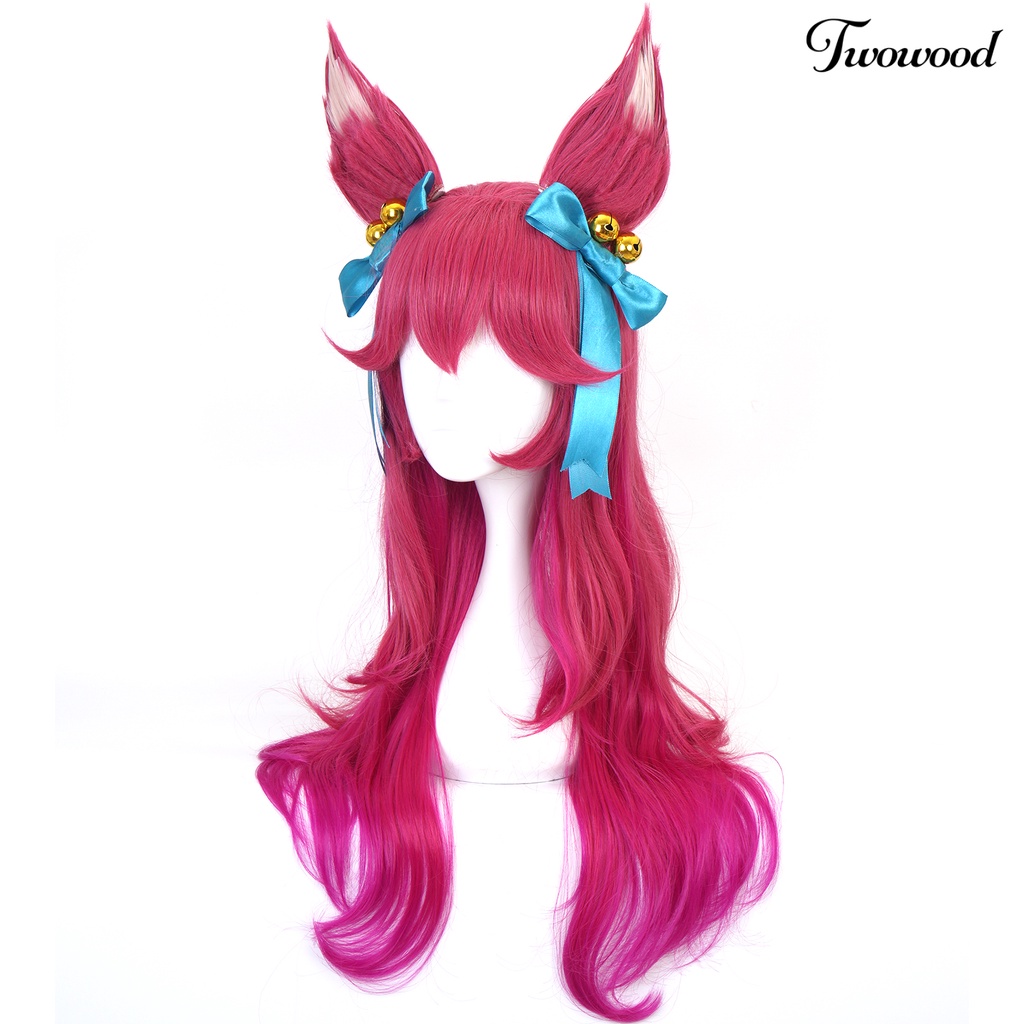 Twowood Spirit Blossom Ahri Panjang Keriting Gradien Wig Rambut Palsu Pesta Cosplay Sopak