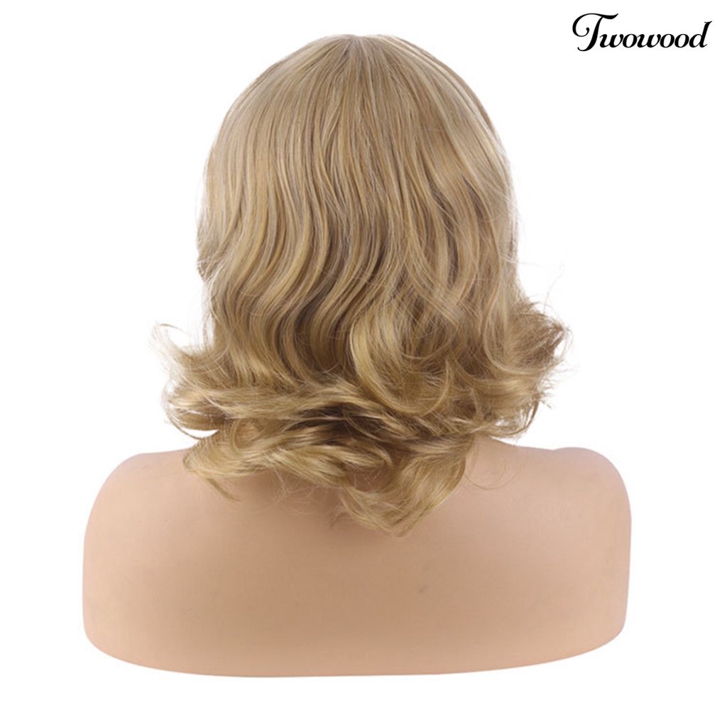 Twowood Wig Rambut Pendek Mudah Dipakai Lembut Berbulu Tahan Panas Fashion Role Play Props Wig Keriting Pendek Sutra Suhu Tinggi Dengan Curling Hair Tail Untuk Pesta