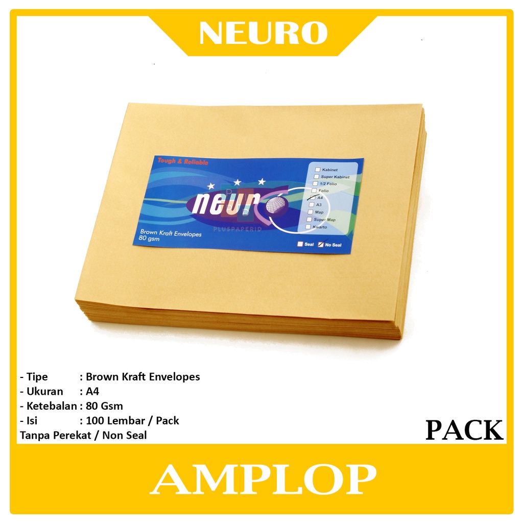 

NEURO - Amplop Coklat Ukuran A4 ( 30 x 22 cm ) No Seal - 1 Pack