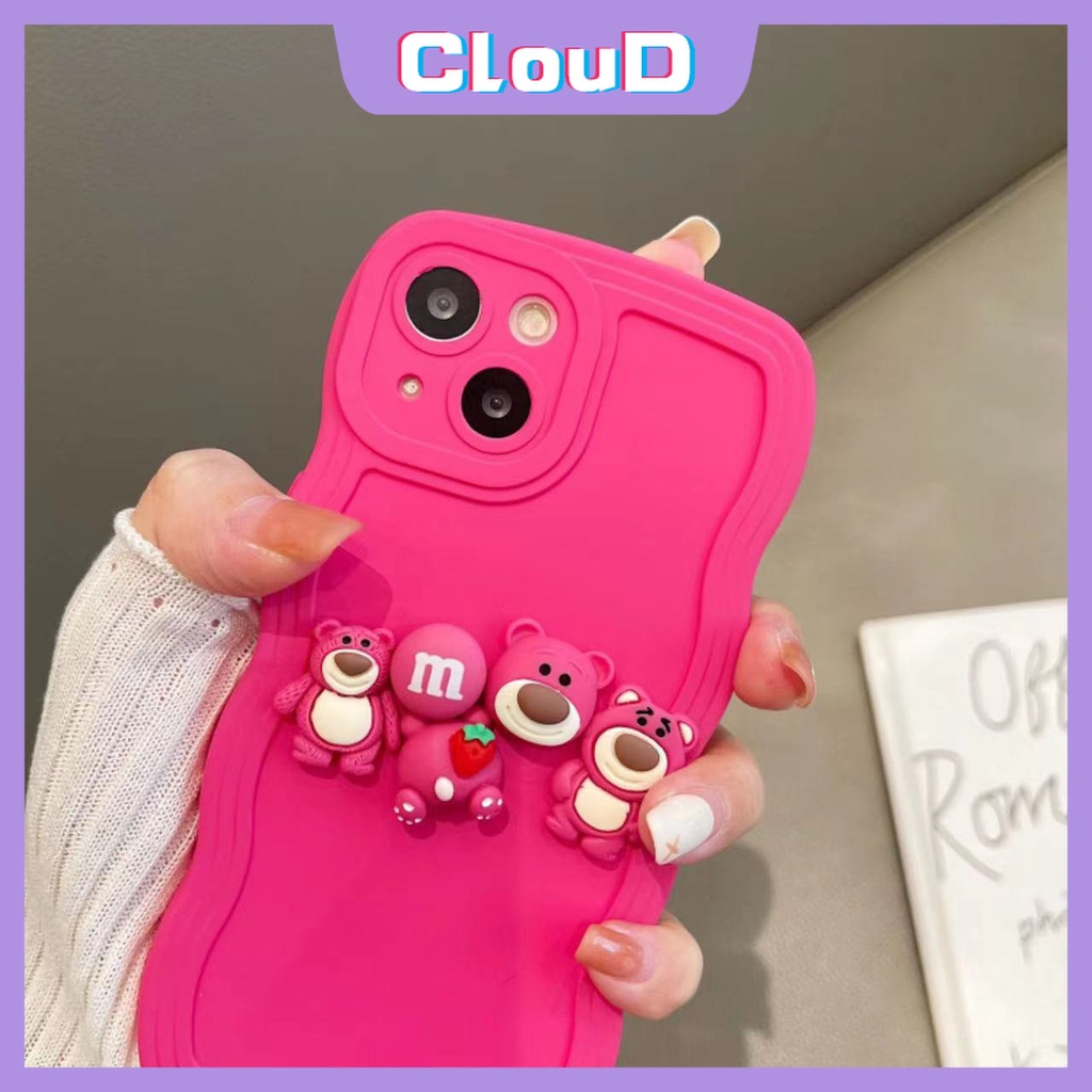 Casing Dekorasi Beruang Manyo Lucu 3D Untuk Realme C12 C20 C25Y5 6i 7i 5i 10c25 C17 C21Y C33 C3 C30 C20A 9Pro+ 8i 9i 8 8Pro 9 7 C1 C35 C11 C25s C55 C15 Wave Edge Case Dengan Gelang Manik