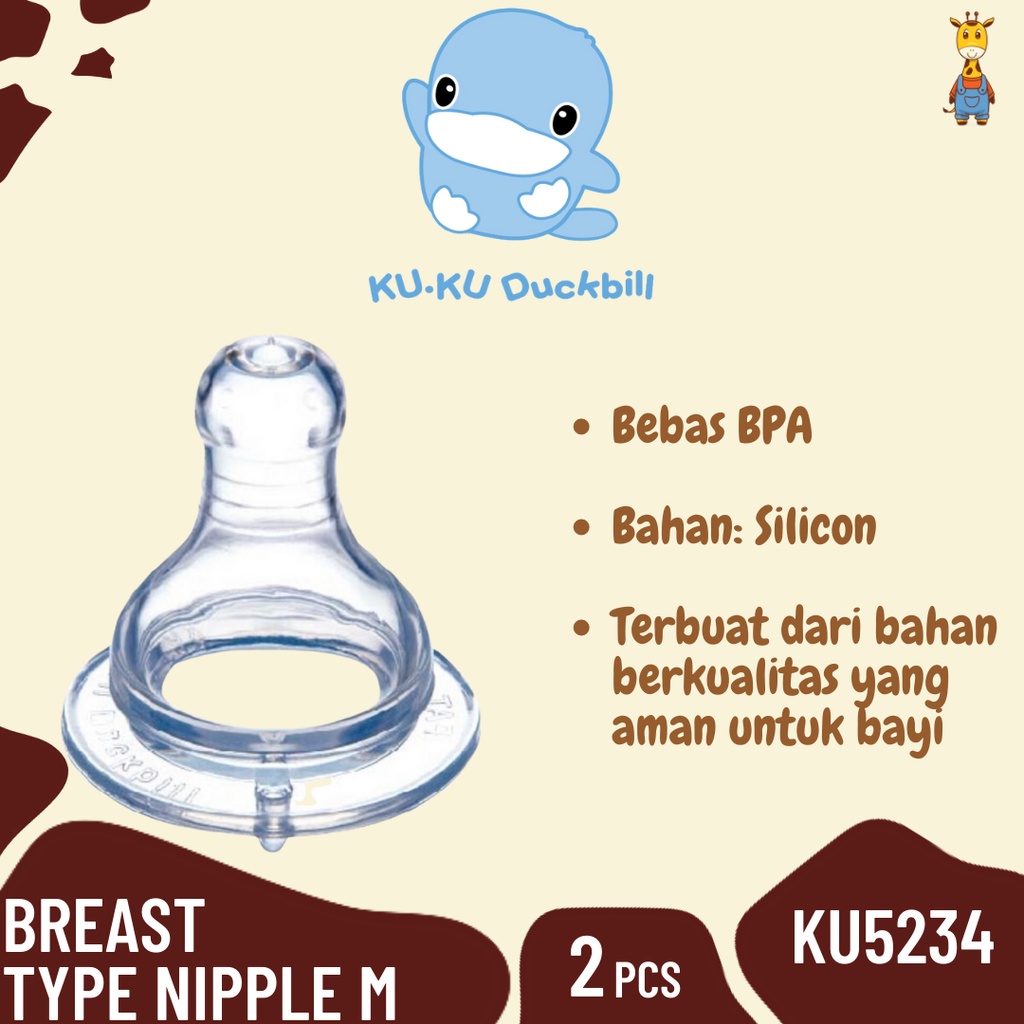 Kuku Duckbill Breast Type Nipple M + 2 pcs KU5234 - Nipple Kuku Duckbill